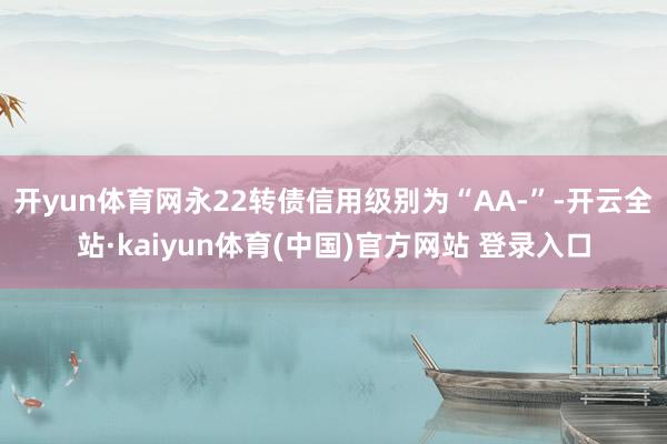 开yun体育网永22转债信用级别为“AA-”-开云全站·kaiyun体育(中国)官方网站 登录入口