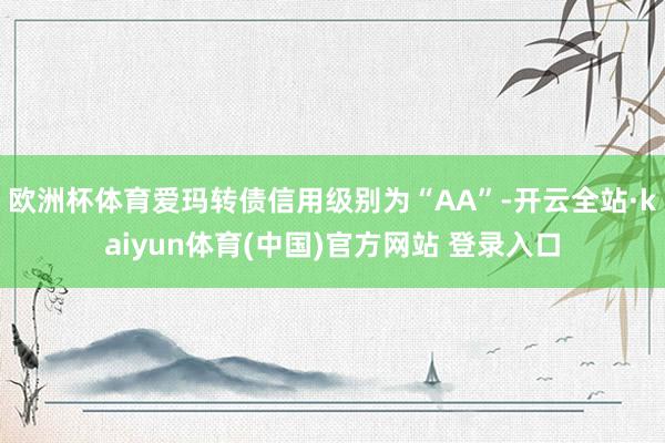 欧洲杯体育爱玛转债信用级别为“AA”-开云全站·kaiyun体育(中国)官方网站 登录入口